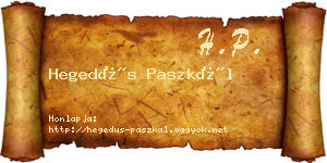Hegedűs Paszkál névjegykártya